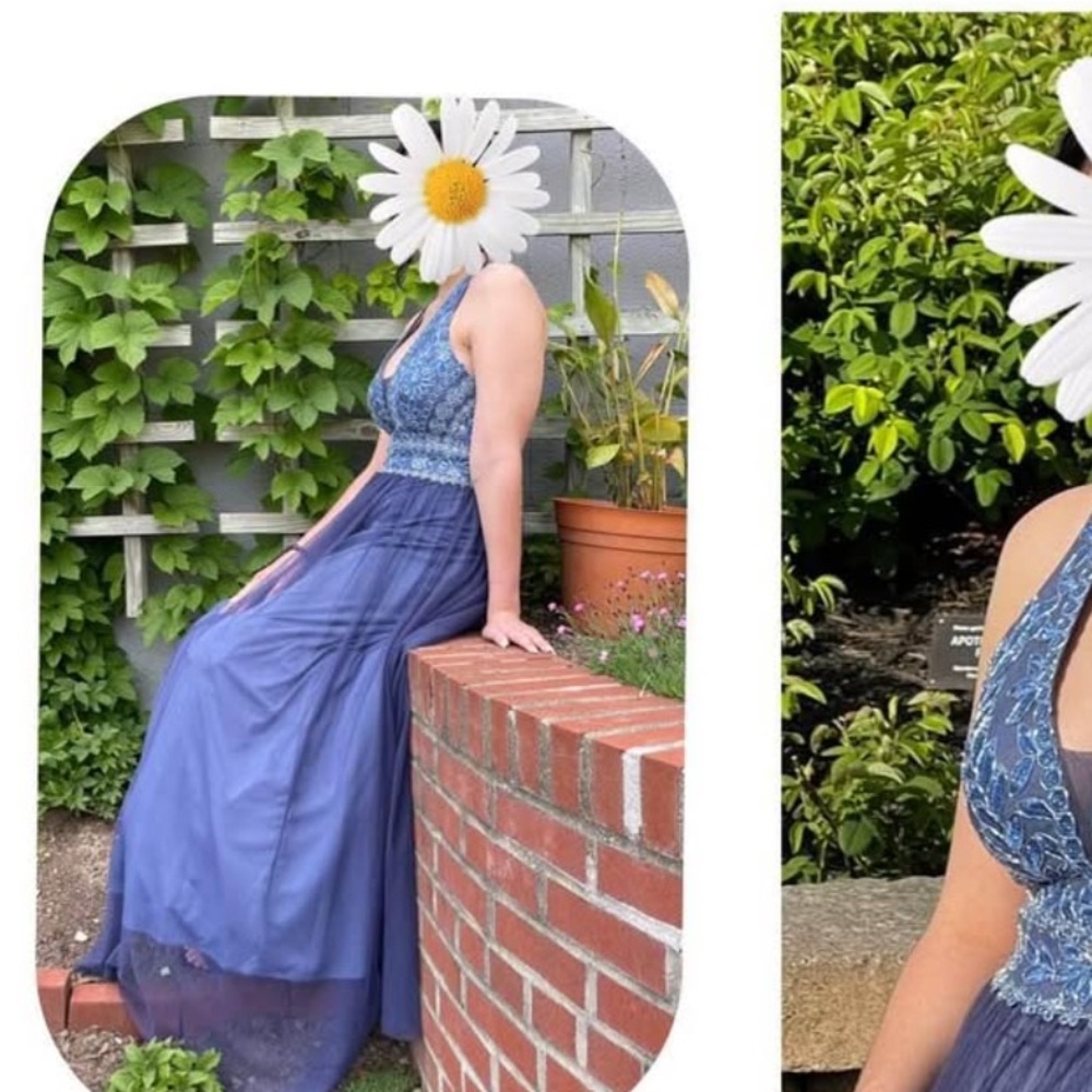 Elegant Blue Halter Dress